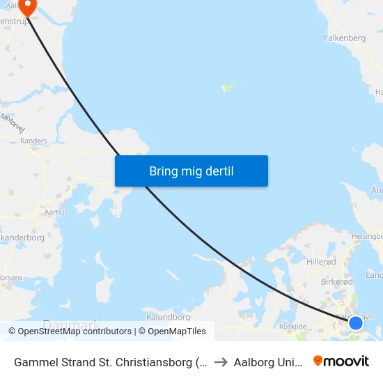 Gammel Strand St. Christiansborg (Vindebrogade) to Aalborg Universitet map