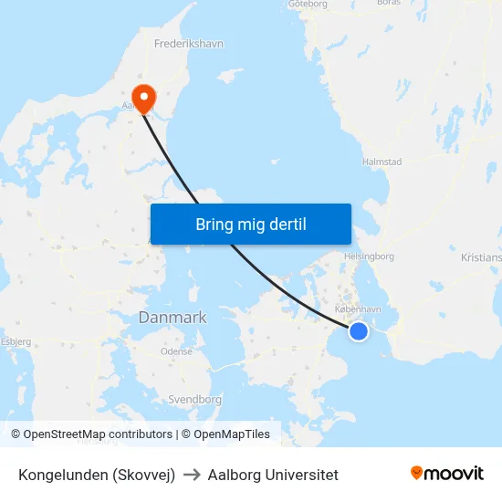 Kongelunden (Skovvej) to Aalborg Universitet map