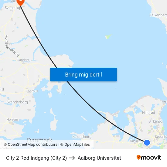 City 2 Rød Indgang (City 2) to Aalborg Universitet map