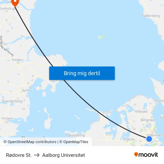 Rødovre St. to Aalborg Universitet map