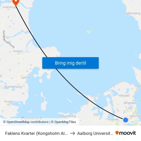 Faklens Kvarter (Kongsholm Allé) to Aalborg Universitet map