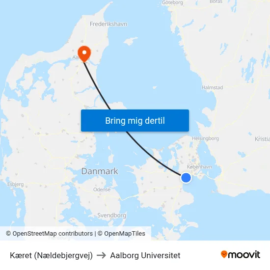 Kæret (Nældebjergvej) to Aalborg Universitet map