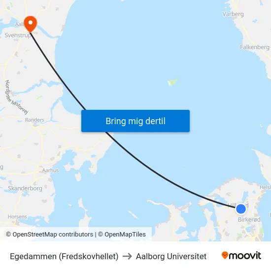 Egedammen (Fredskovhellet) to Aalborg Universitet map