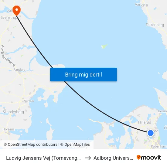 Ludvig Jensens Vej (Tornevangsvej) to Aalborg Universitet map