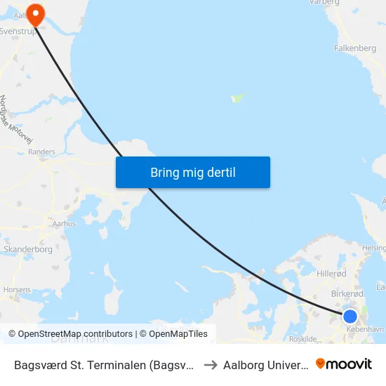 Bagsværd St. Terminalen (Bagsværd St.) to Aalborg Universitet map