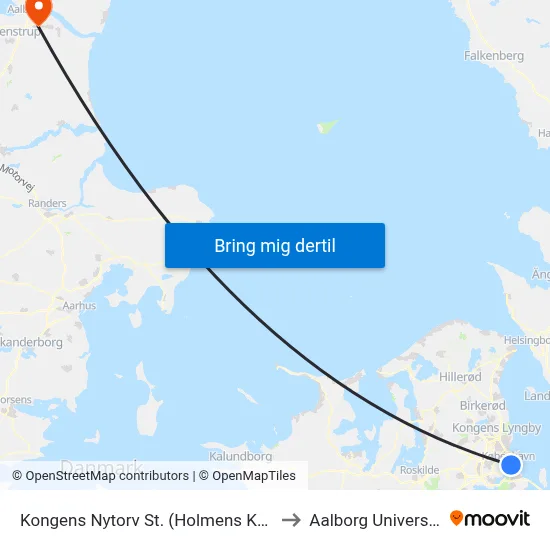 Kongens Nytorv St. (Holmens Kanal) to Aalborg Universitet map