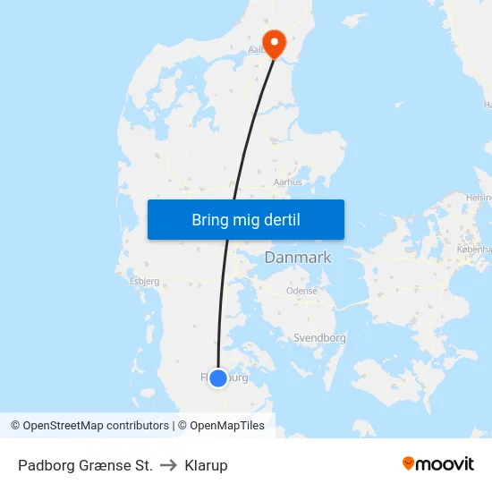 Padborg Grænse St. to Klarup map