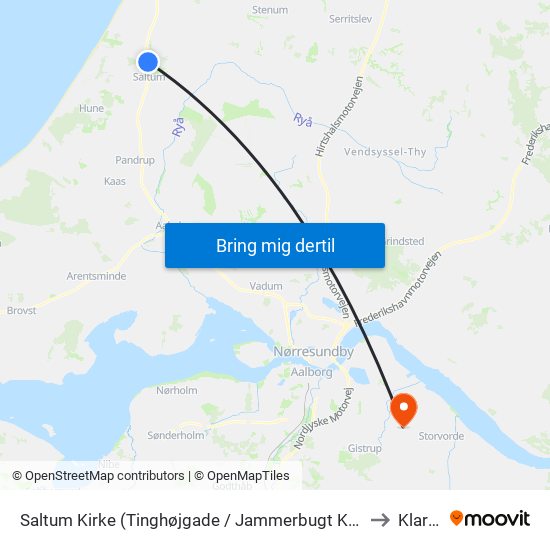 Saltum Kirke (Tinghøjgade / Jammerbugt Komm.) to Klarup map