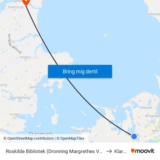 Roskilde Bibliotek (Dronning Margrethes Vej) to Klarup map