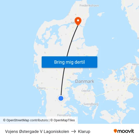 Vojens Østergade V Lagoniskolen to Klarup map
