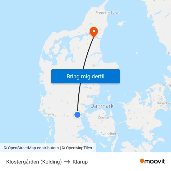Klostergården (Kolding) to Klarup map