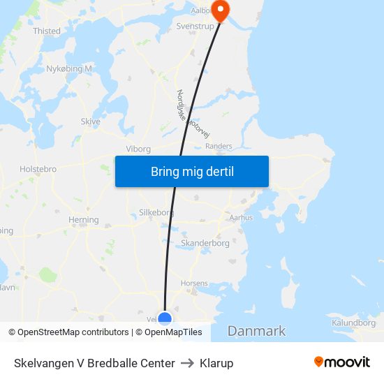 Skelvangen V Bredballe Center to Klarup map