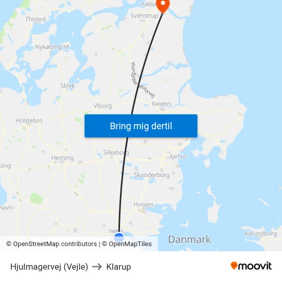 Hjulmagervej (Vejle) to Klarup map