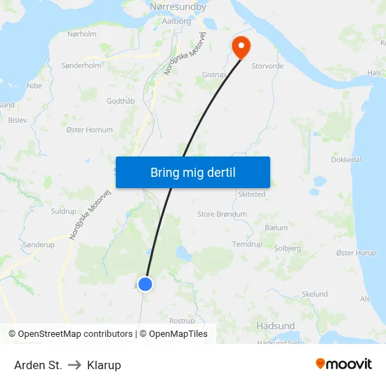 Arden St. to Klarup map