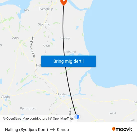 Halling (Syddjurs Kom) to Klarup map