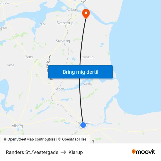 Randers St./Vestergade to Klarup map
