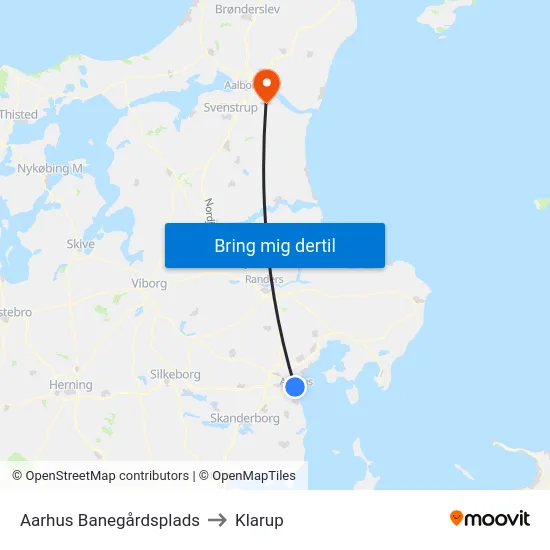 Aarhus Banegårdsplads to Klarup map
