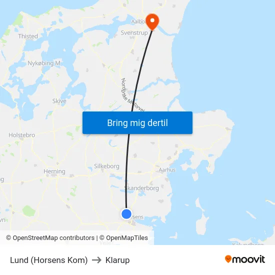 Lund (Horsens Kom) to Klarup map