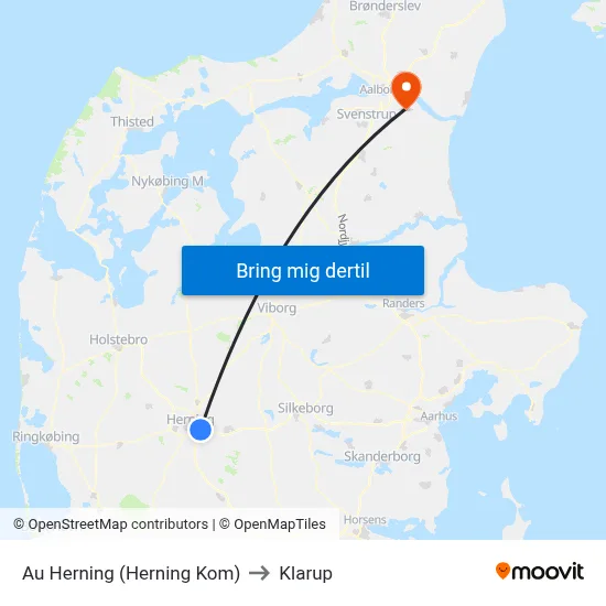 Au Herning (Herning Kom) to Klarup map