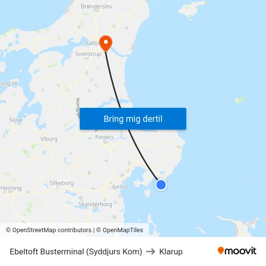 Ebeltoft Busterminal (Syddjurs Kom) to Klarup map