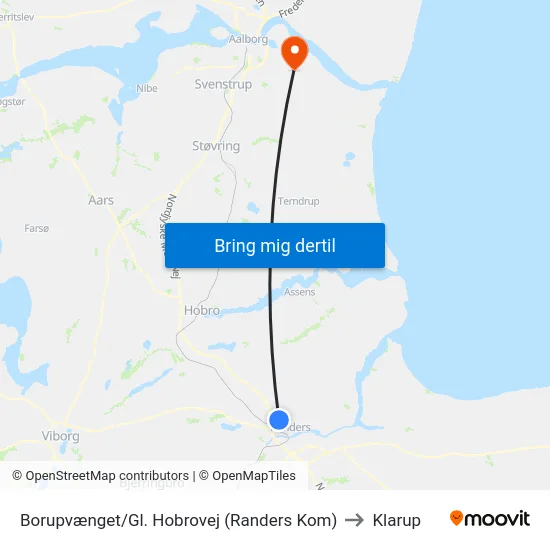 Borupvænget/Gl. Hobrovej (Randers Kom) to Klarup map