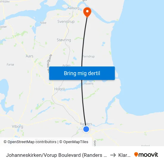 Johanneskirken/Vorup Boulevard (Randers Kom) to Klarup map