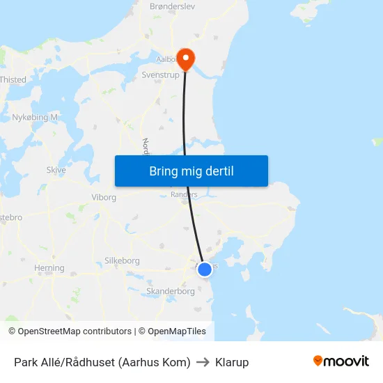 Park Allé/Rådhuset (Aarhus Kom) to Klarup map