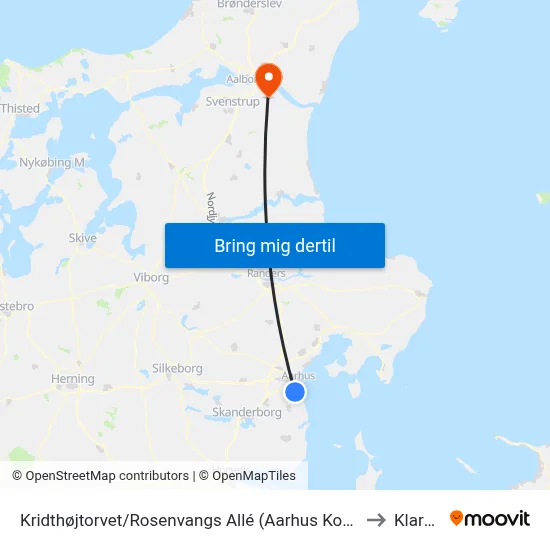 Kridthøjtorvet/Rosenvangs Allé (Aarhus Kom) to Klarup map