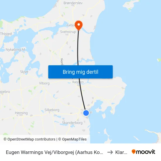 Eugen Warmings Vej/Viborgvej (Aarhus Kom) to Klarup map