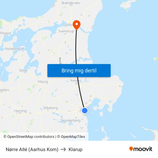 Nørre Allé (Aarhus Kom) to Klarup map