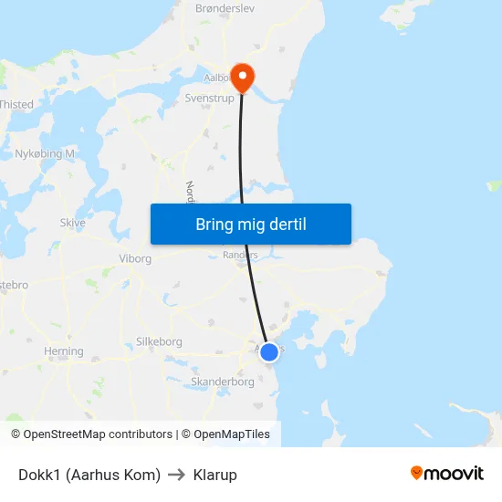 Dokk1 (Aarhus Kom) to Klarup map