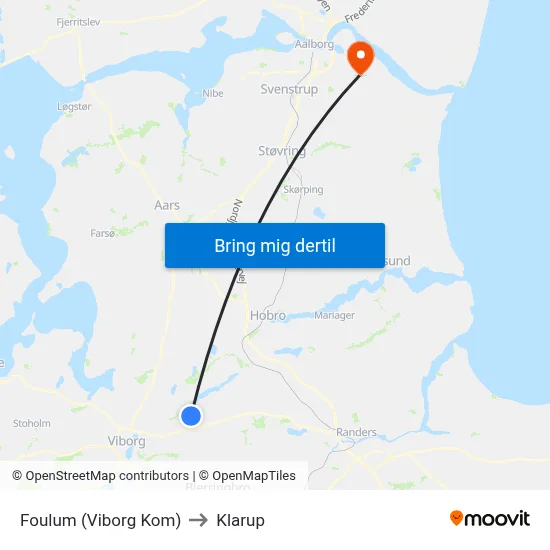 Foulum (Viborg Kom) to Klarup map