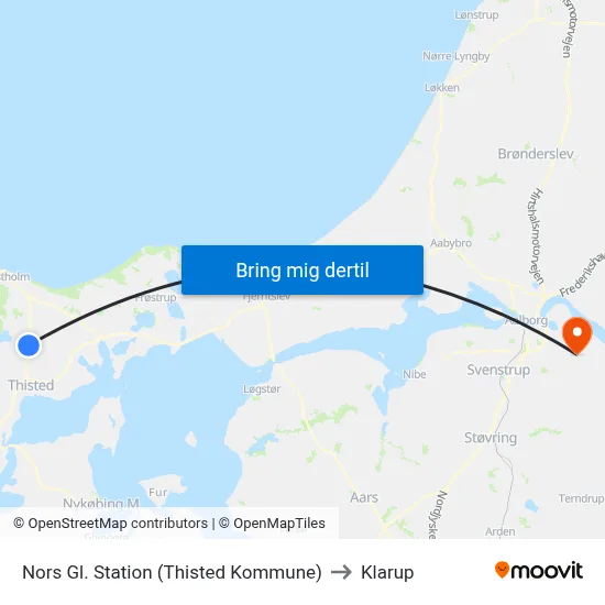 Nors Gl. Station (Thisted Kommune) to Klarup map