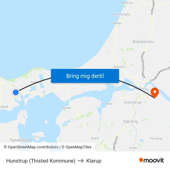 Hunstrup (Thisted Kommune) to Klarup map