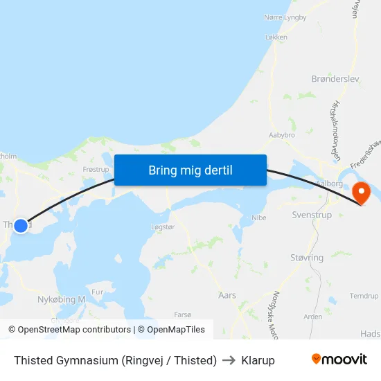 Thisted Gymnasium (Ringvej / Thisted) to Klarup map