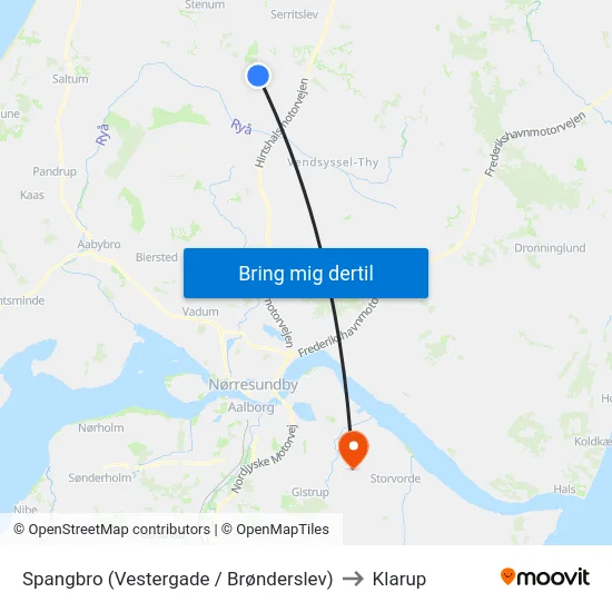 Spangbro (Vestergade / Brønderslev) to Klarup map
