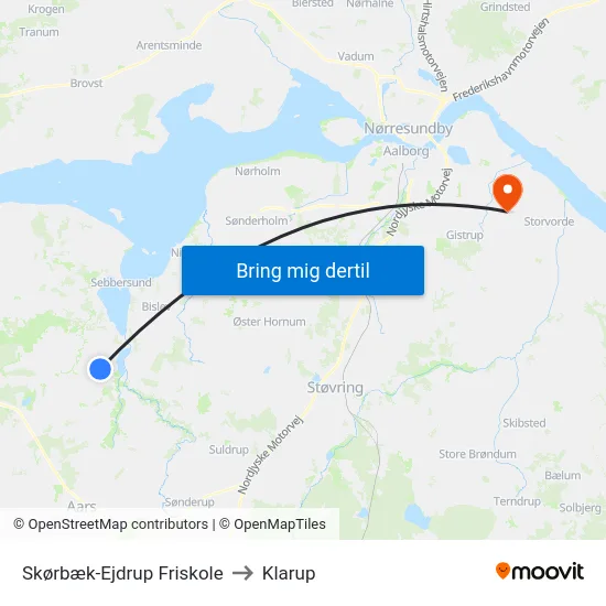 Skørbæk-Ejdrup Friskole to Klarup map