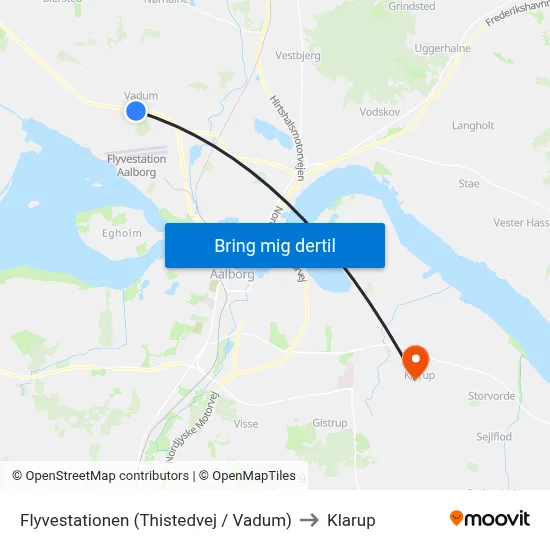 Flyvestationen (Thistedvej / Vadum) to Klarup map