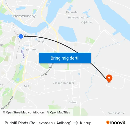 Budolfi Plads (Boulevarden / Aalborg) to Klarup map