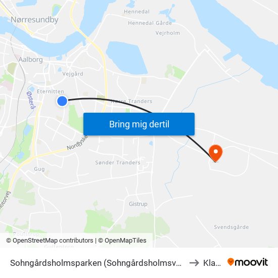 Sohngårdsholmsparken (Sohngårdsholmsvej / Aalborg) to Klarup map