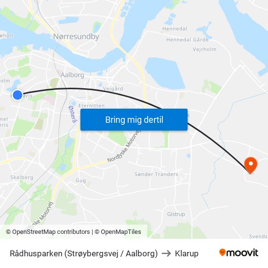 Rådhusparken (Strøybergsvej / Aalborg) to Klarup map