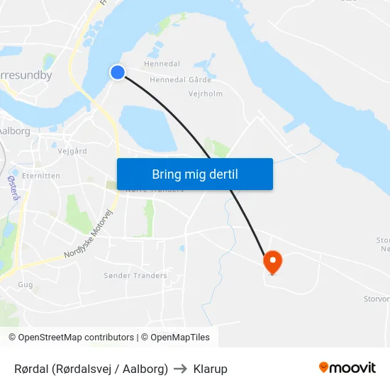 Rørdal (Rørdalsvej / Aalborg) to Klarup map
