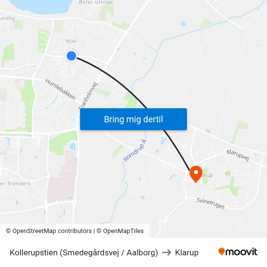 Kollerupstien (Smedegårdsvej / Aalborg) to Klarup map
