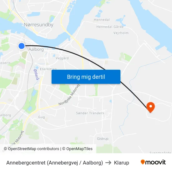 Annebergcentret (Annebergvej / Aalborg) to Klarup map