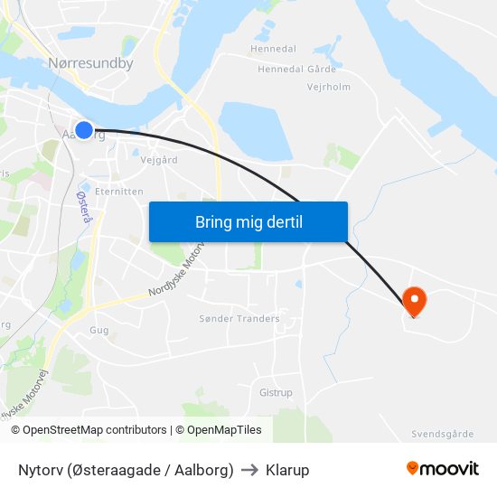 Nytorv (Østeraagade / Aalborg) to Klarup map
