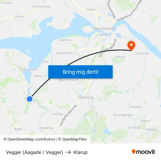 Vegger (Aagade / Vegger) to Klarup map