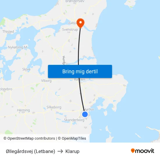 Øllegårdsvej (Letbane) to Klarup map