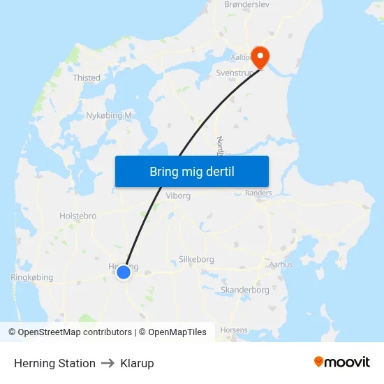 Herning Station to Klarup map