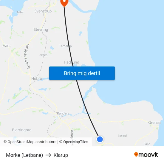 Mørke (Letbane) to Klarup map