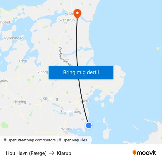 Hou Havn (Færge) to Klarup map